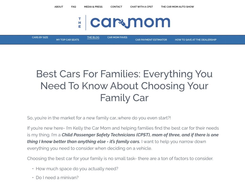The Car Mom best cars list