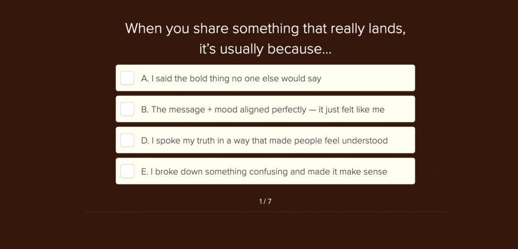 visibility archetype quiz question