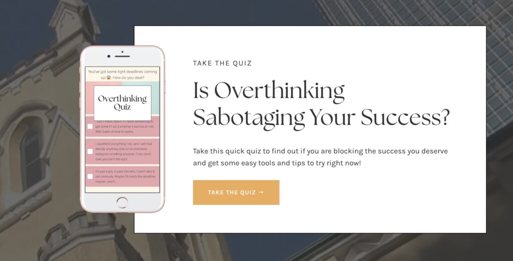 Dr. Michaela My Easy Therapy Is Overthinking Sabotaging Your Success Lead Generation Quiz Example