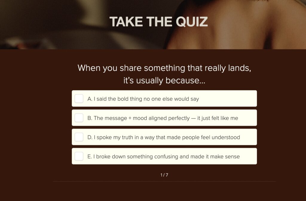 Quiz embed on Jamie Sea website