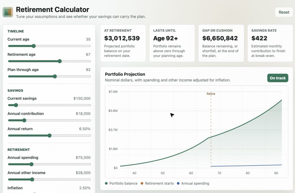 Retirement calculator