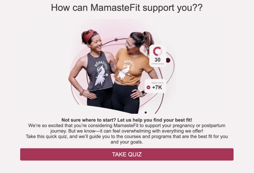 MamasteFit support quiz