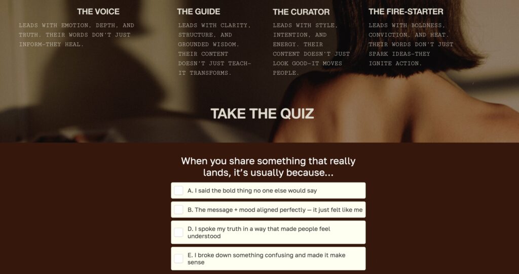 Jamie Sea Visibility Archetype Lead Generation Quiz