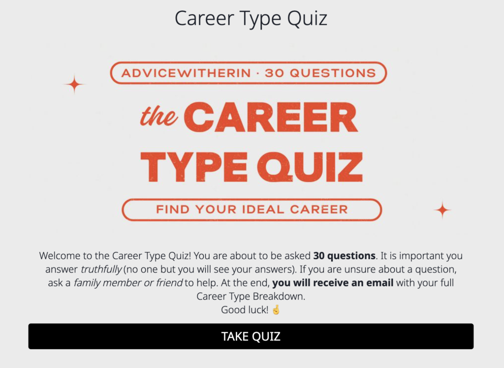 Advice with Erin's Career Type Quiz