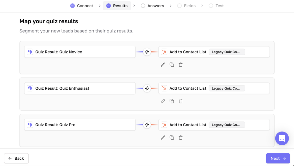Connecting your quiz results to your CRM or marketing platform in Interact