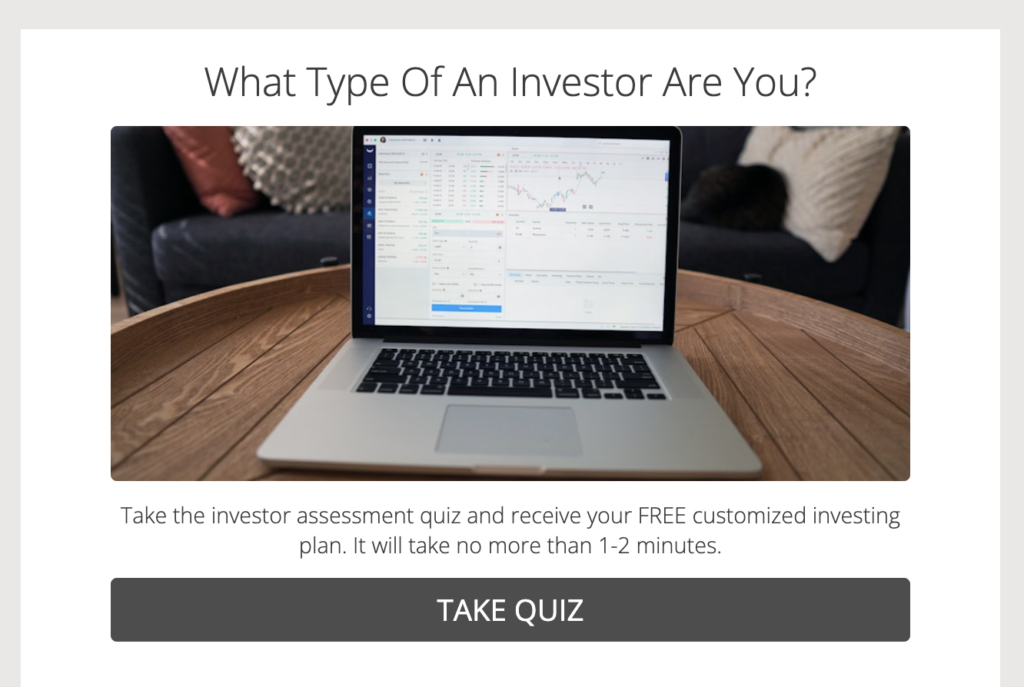 Tae Kim's "What type of investor are you?" lead generation quiz cover page