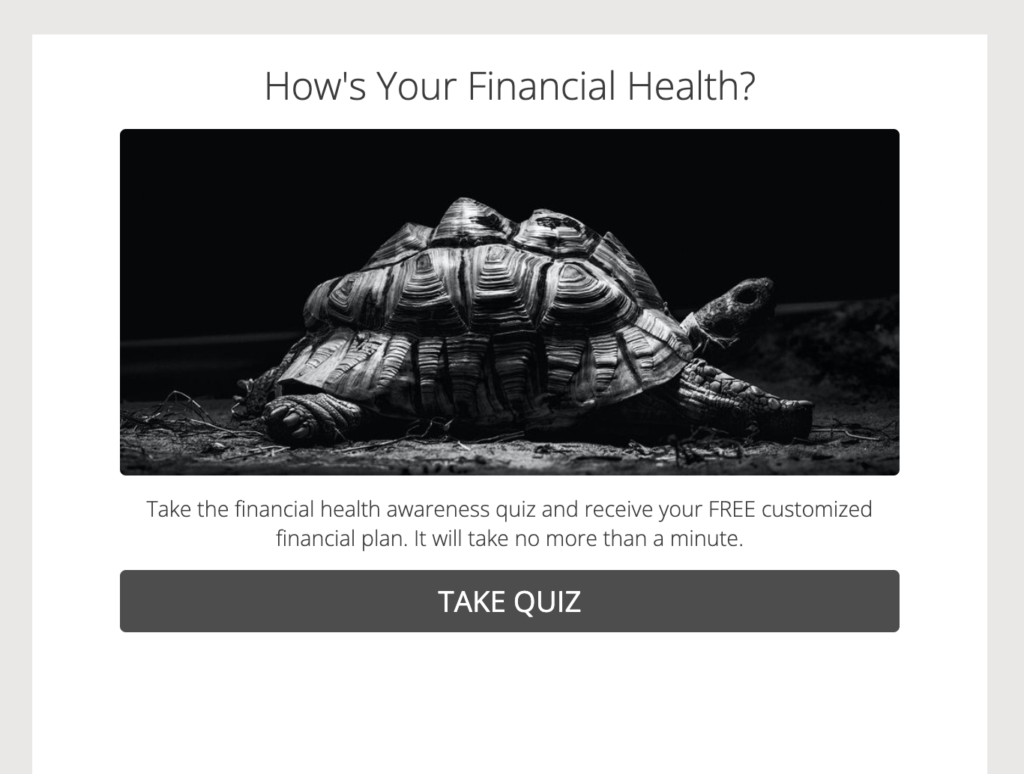 Tae Kim's Financial health quiz cover page that asks "How's Your Financial Health?"
