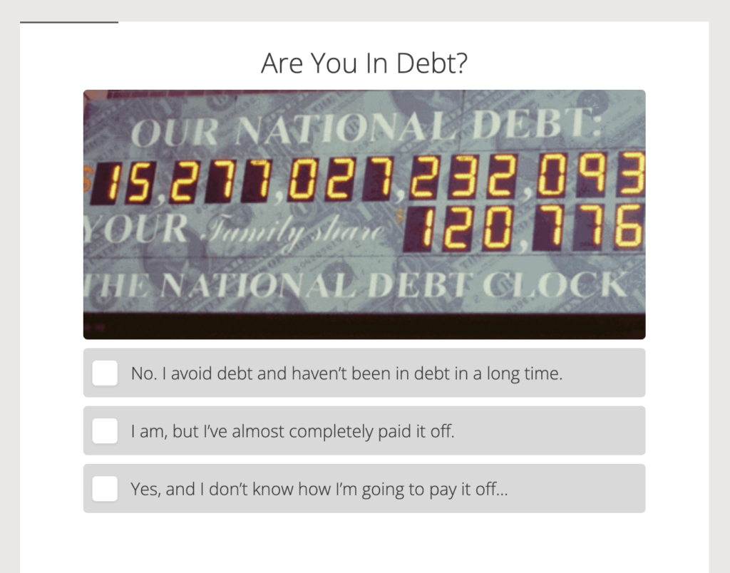 Quiz question from the financial tortoise's financial health quiz