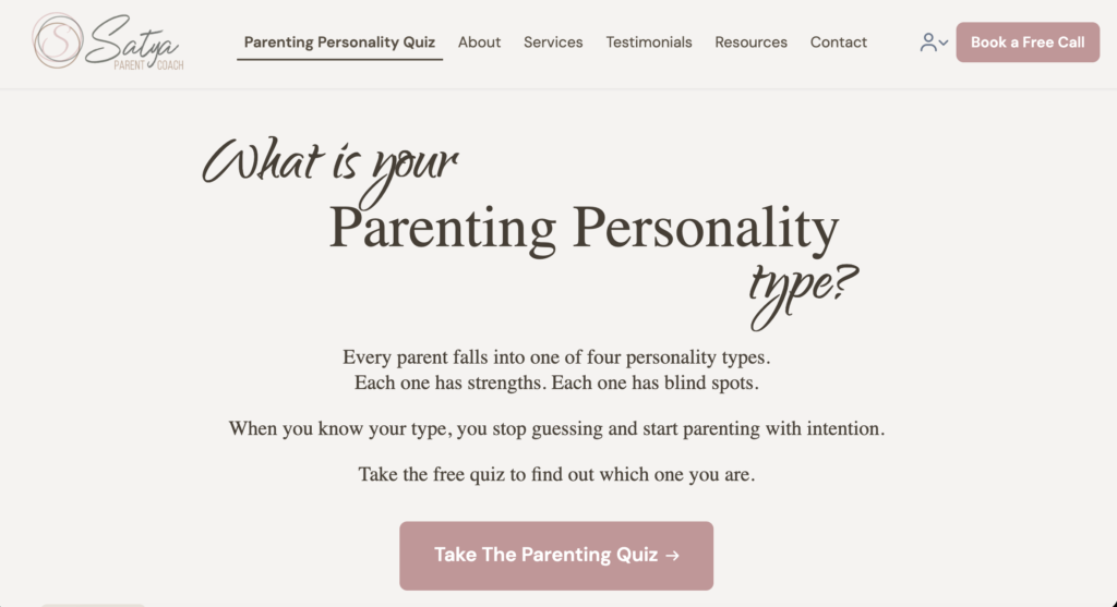 Coach Satya's Interact quiz embedded on her website