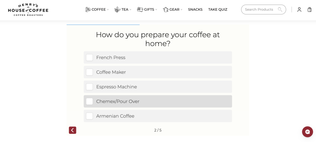 A question from Henry's House of Coffee quiz, "how do you prepare your coffee at home?"