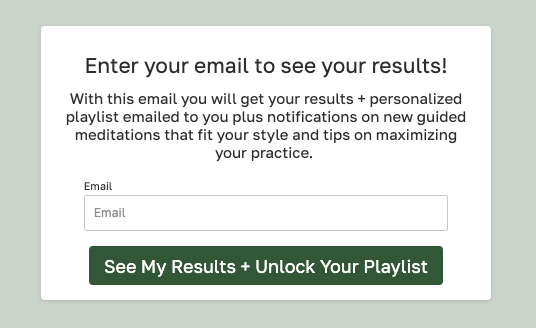 Kelly's quiz email opt-in form.