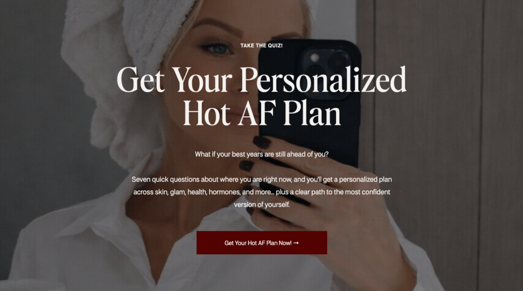 Cynthia Garcia quiz offering visitors a personalized Hot AF plan