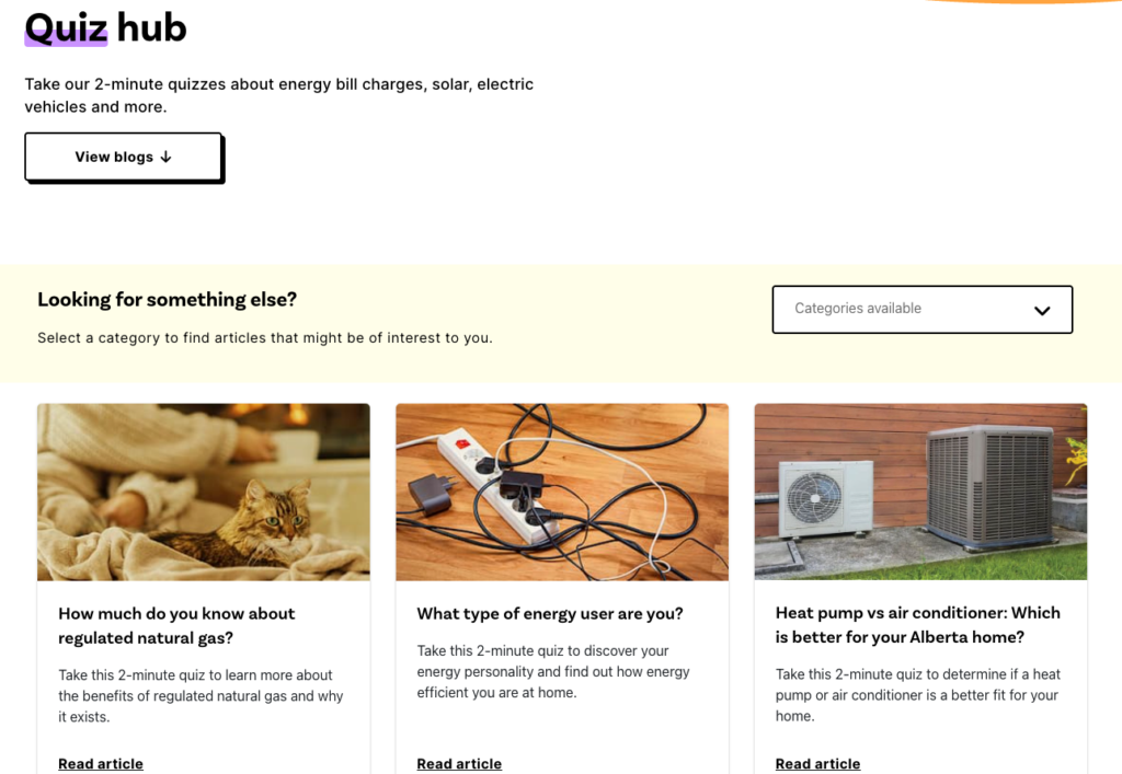 Direct Energy quiz asking how much the visitor knows about regulated natural gas.
