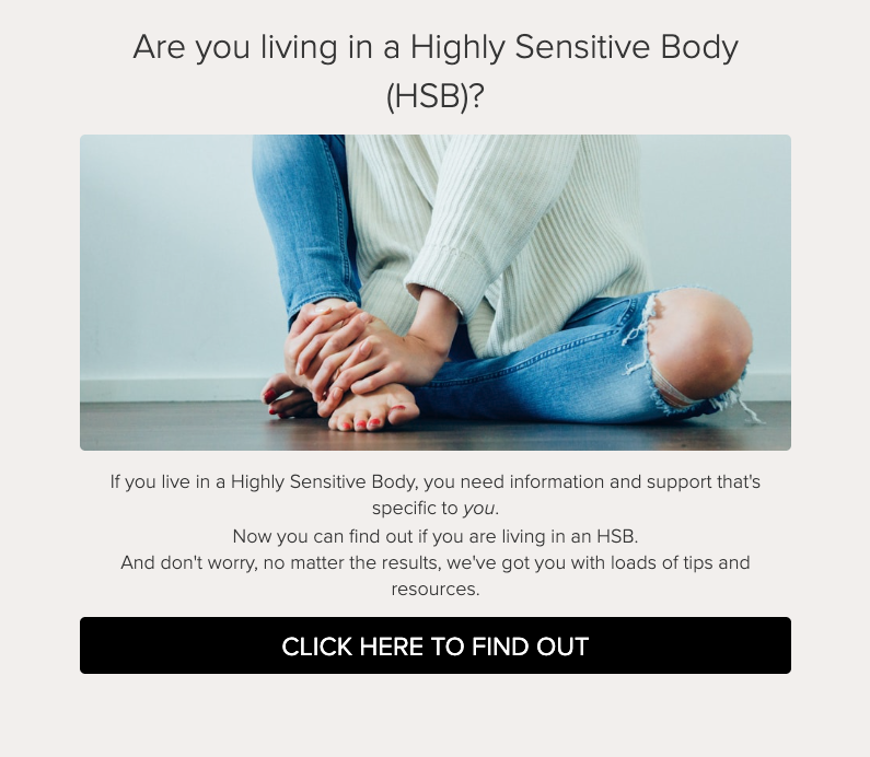 Michelle Shapiro's "Are you living in a highly sensitive body (HSB)?" Quiz cover page.