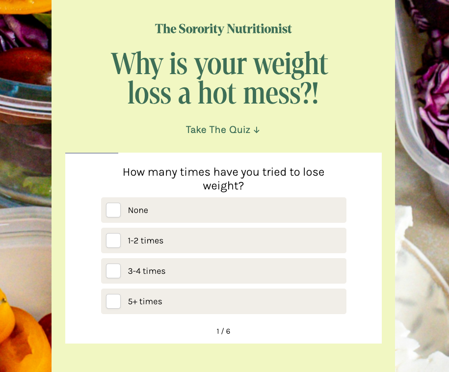 The Sorority Nutritionist's Quiz