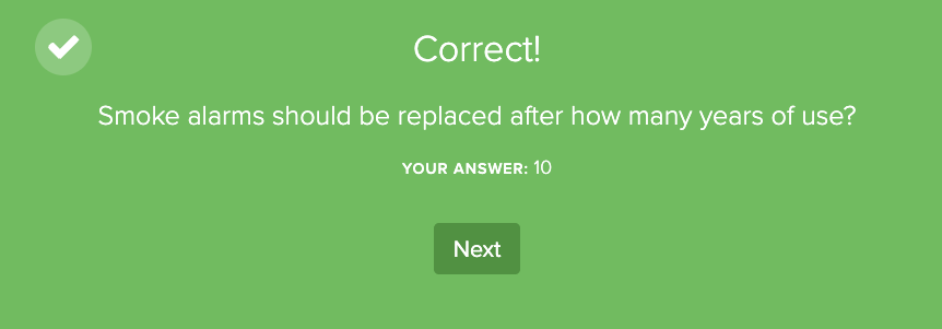 Red Cross home fire quiz question answer