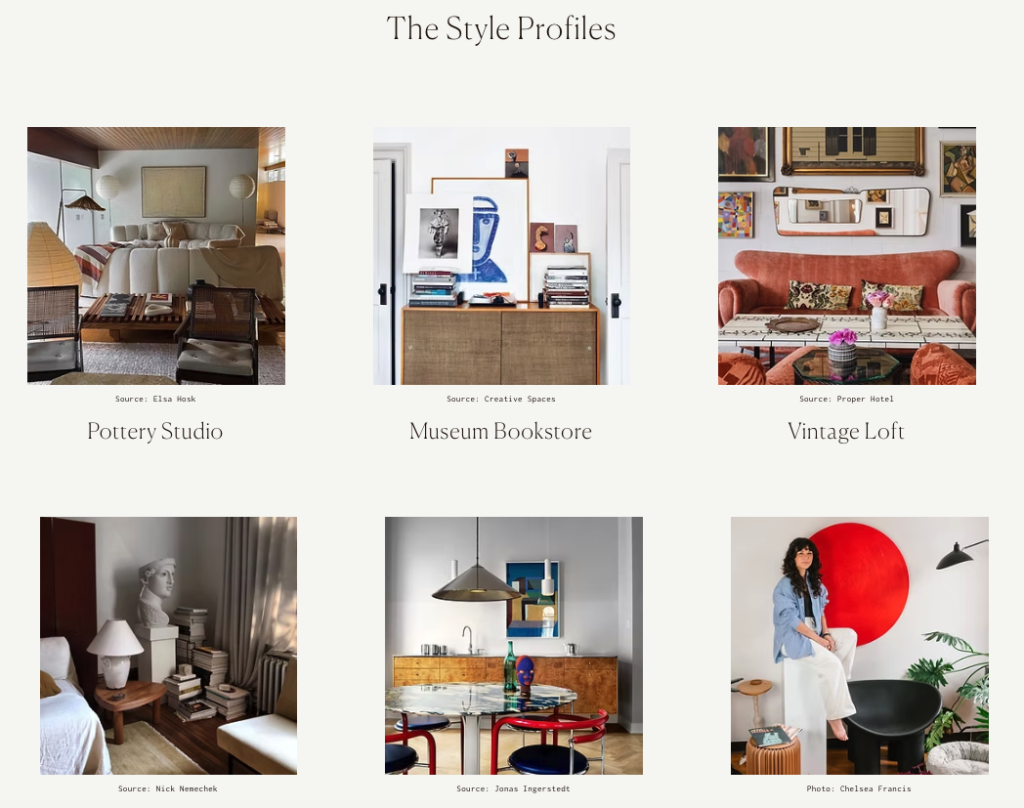he Style Profiles section of Cristina Cleveland’s Interior Design Style Quiz