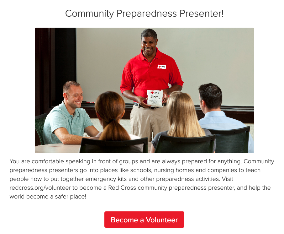 Red Cross's volunteer quiz result
