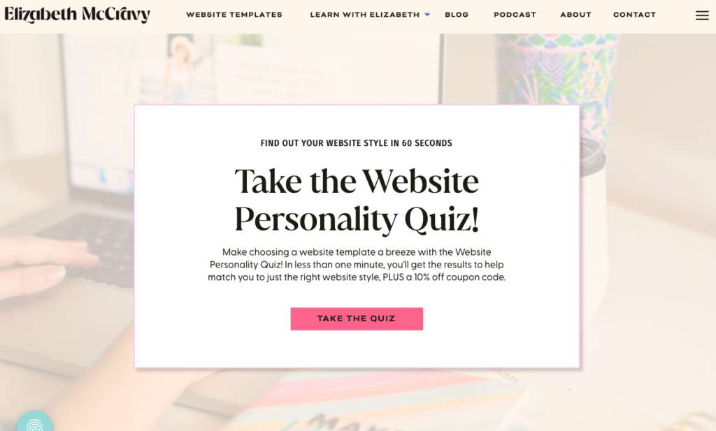 Elizabeth McCravy’s Website Personality Quiz.