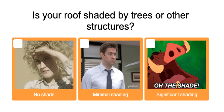 Direct Energy's "Is my home suitable for solar?" quiz question