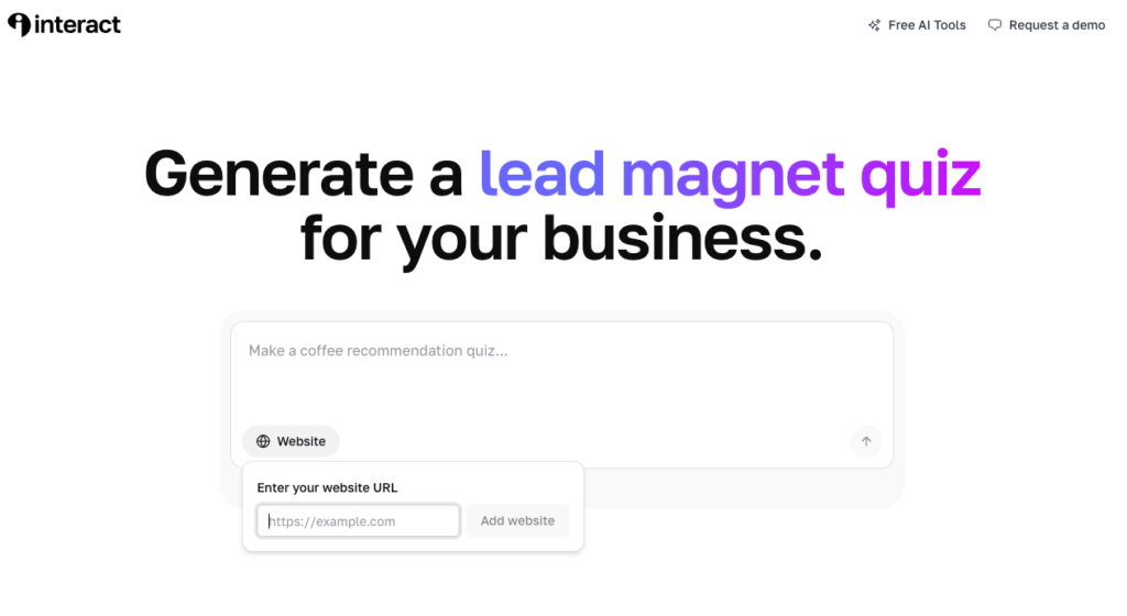 Website context used by Interact AI to create a quiz concept, questions, and outcomes.