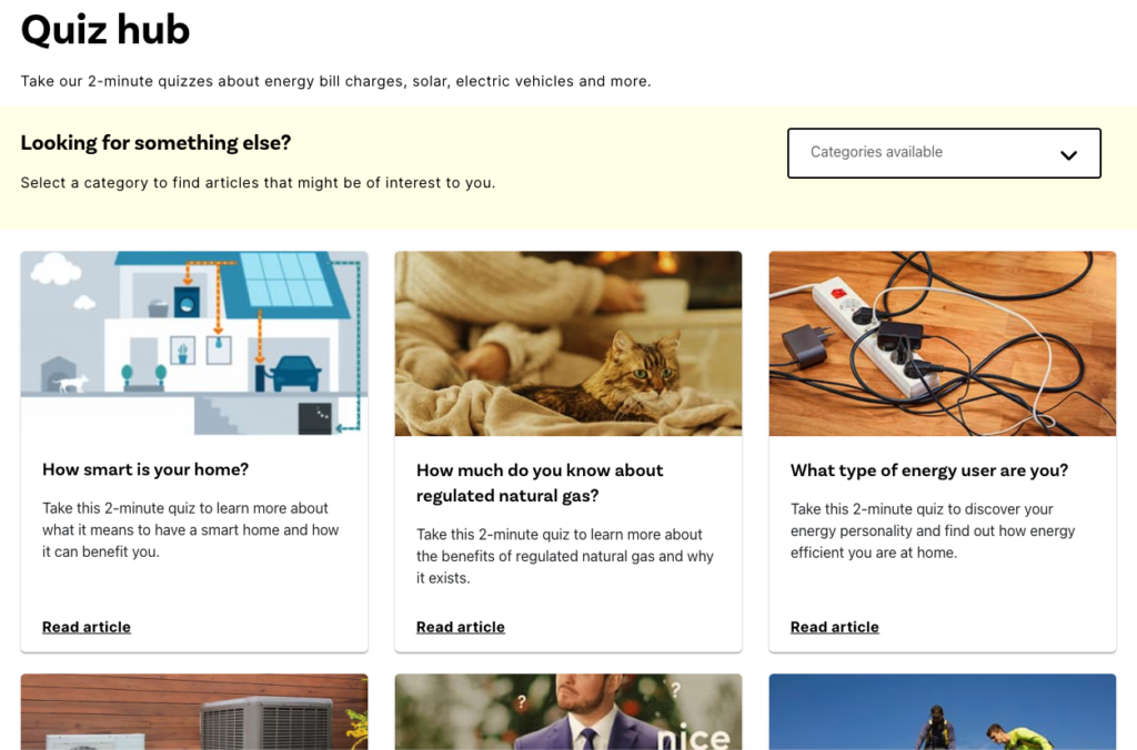 Direct Energy Canada’s quiz hub