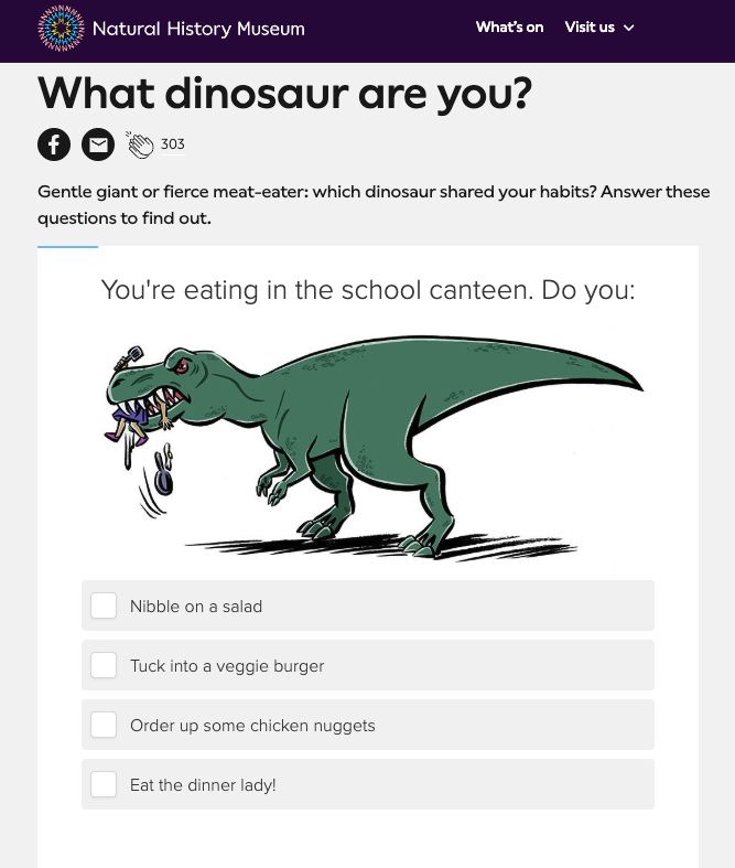Natural History Museum's what dinosaur are you quiz.