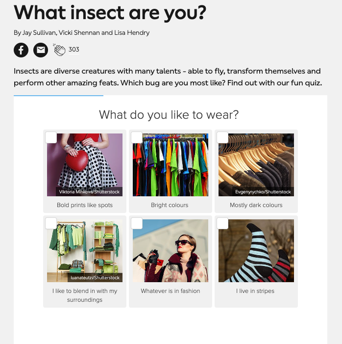 Natural History Museum's what insect are you quiz.