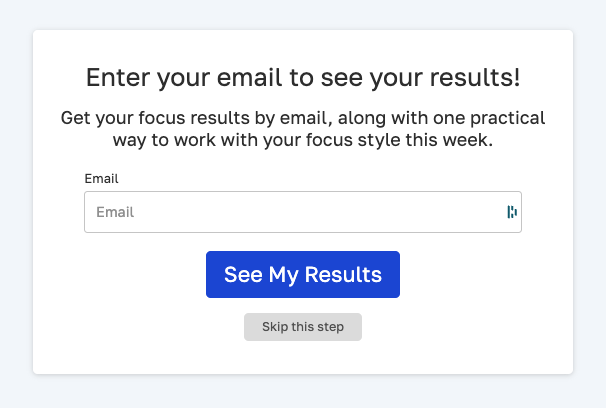 A customized quiz opt-in form.